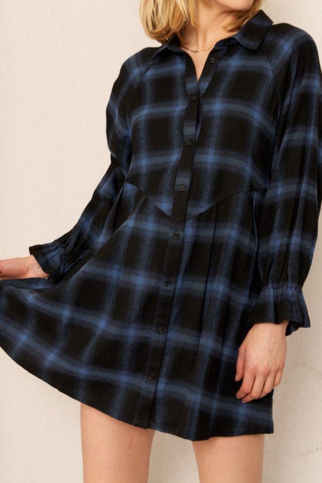 knee length dresses for ladies Wanderlust Plaid Mini Dress – shopencreme