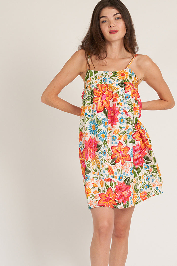 Khloris in Tropical Mini Dress