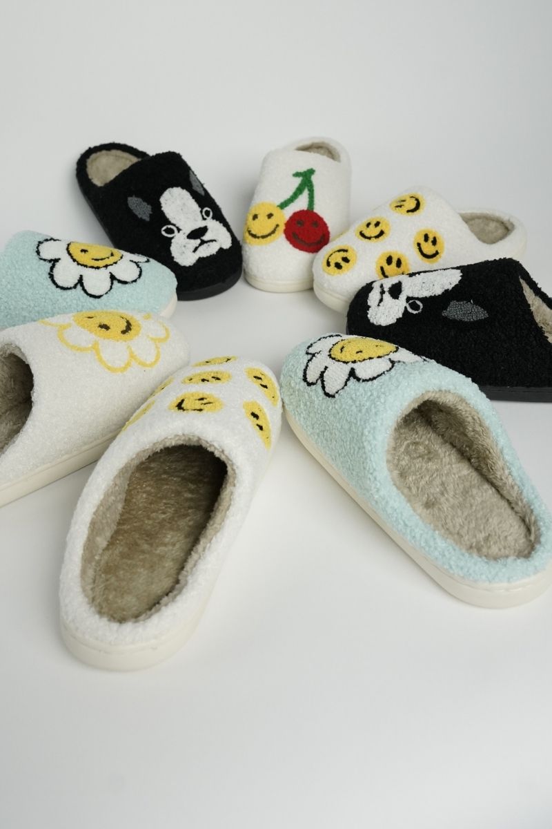 Peppered Smiley Face Slippers