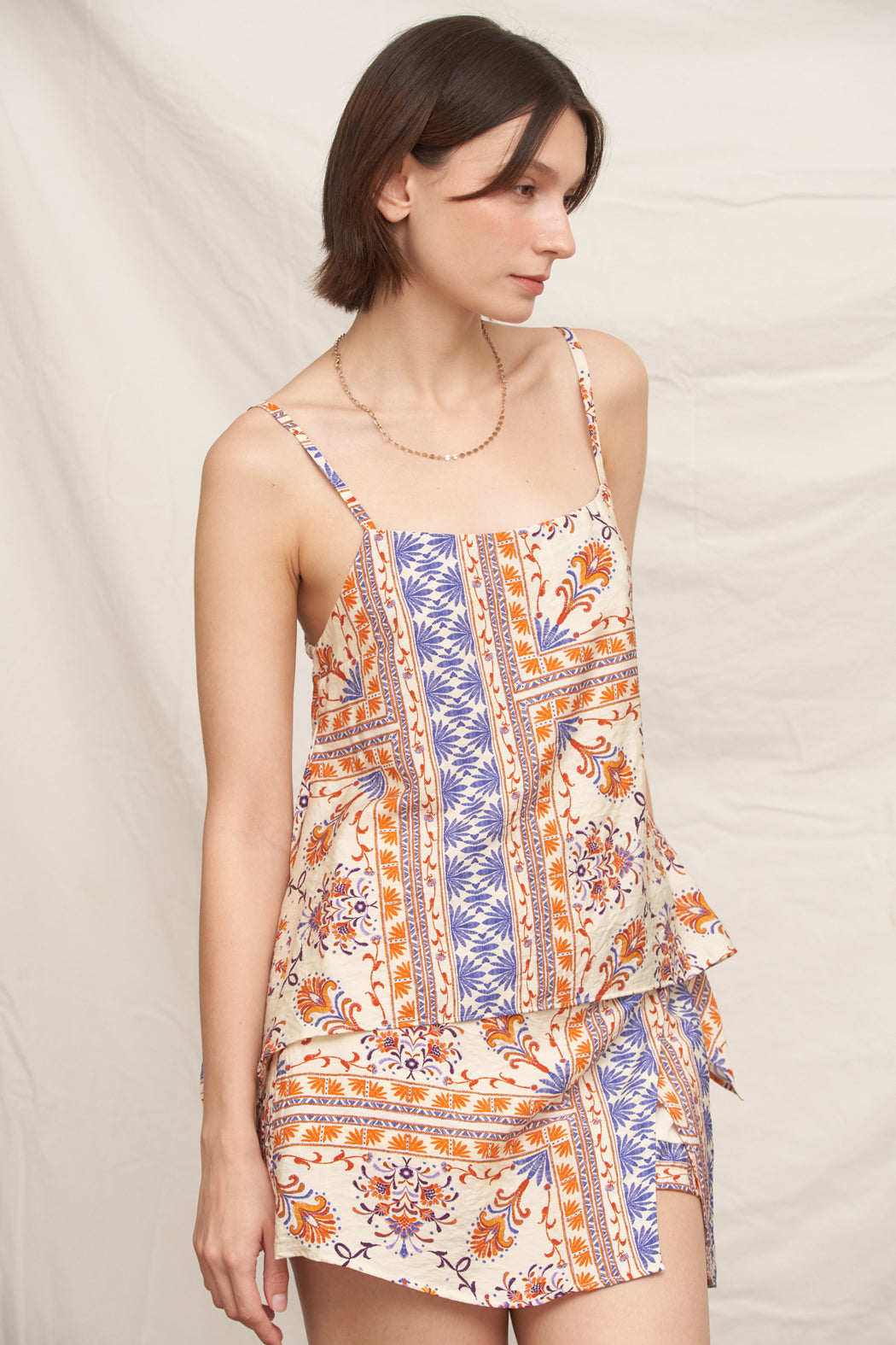 Capri Border Top & Skirt Set