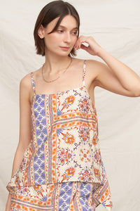 Capri Border Top & Skirt Set