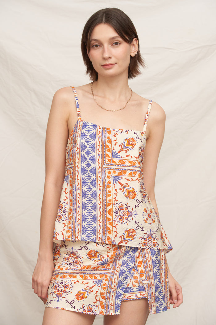 Capri Border Top & Skirt Set