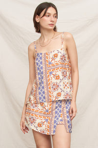 Capri Border Top & Skirt Set