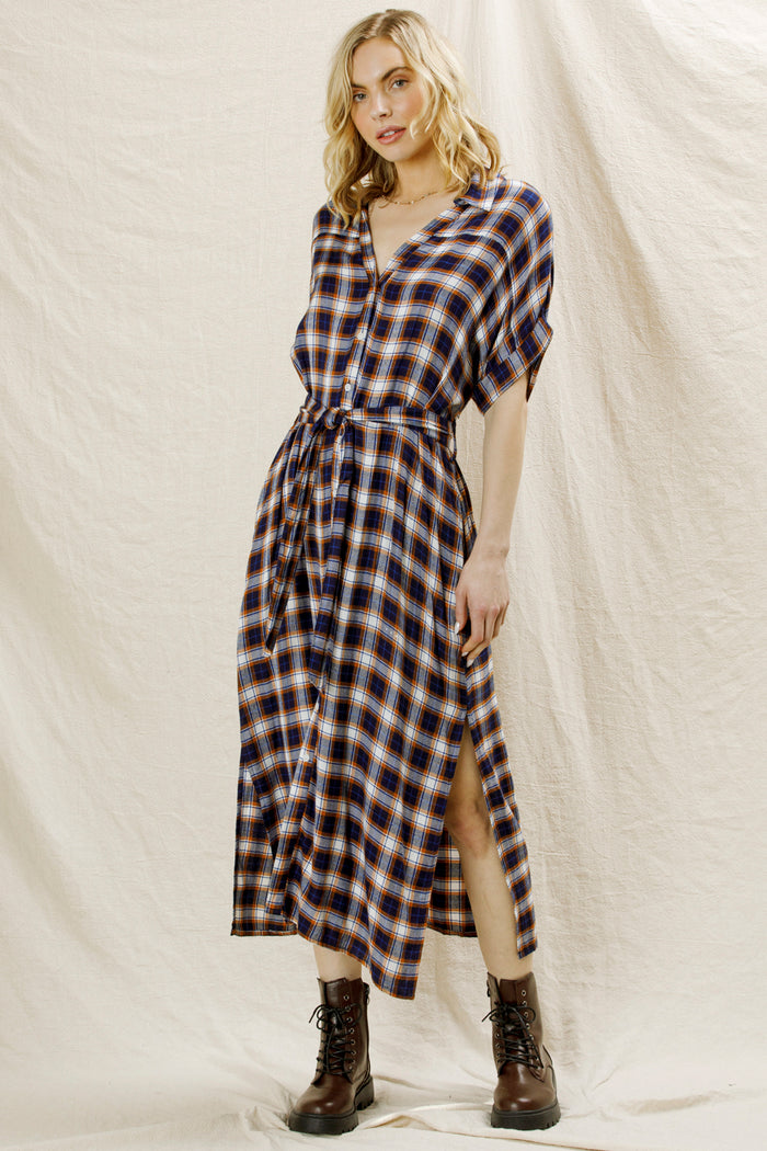 Janet Plaid Midi Dress