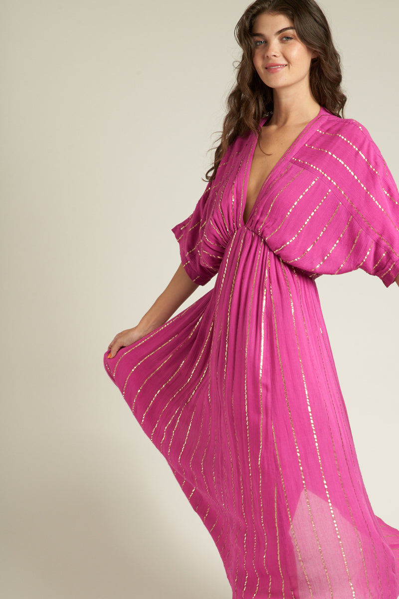 Sabrina Lurex Kimono Maxi Dress M / Cream Sabrina Lurex Kimono Maxi Dress M / Cream