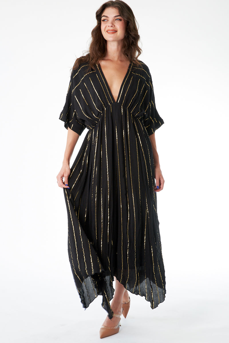 Sabrina Lurex Kimono Maxi Dress