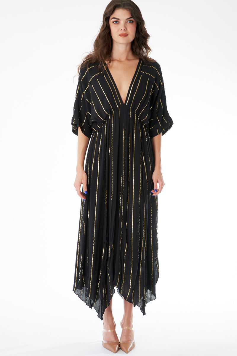 Sabrina Lurex Kimono Maxi Dress