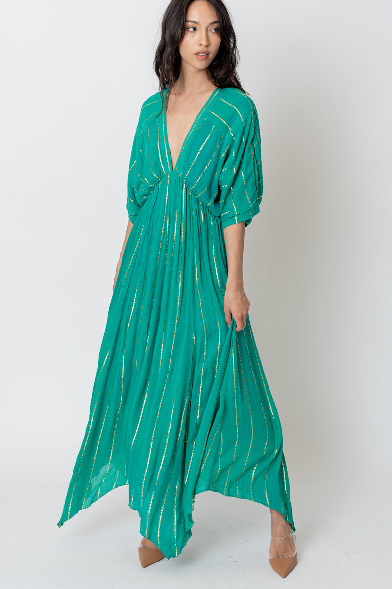 Sabrina Lurex Kimono Maxi Dress