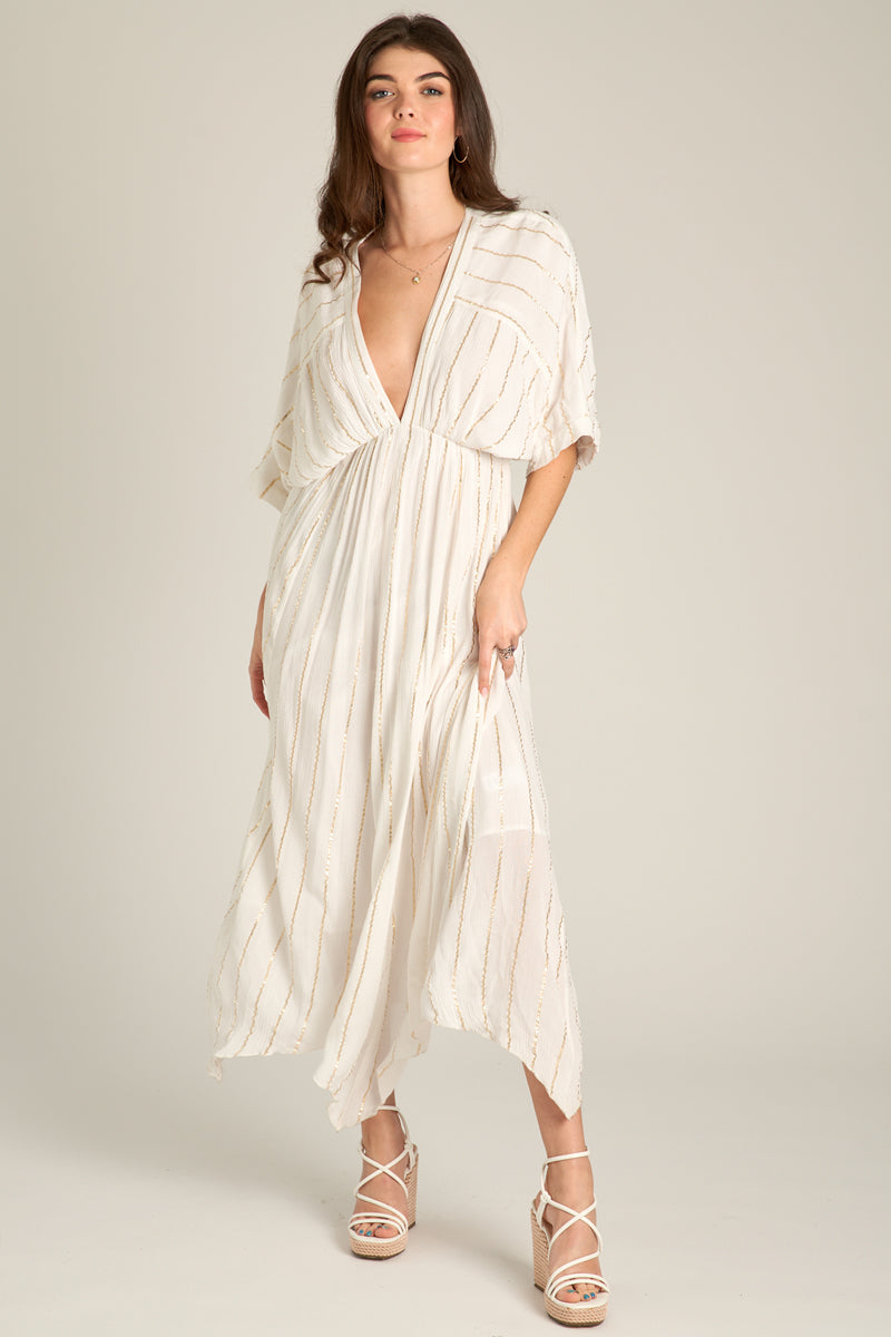 Sabrina Lurex Kimono Maxi Dress