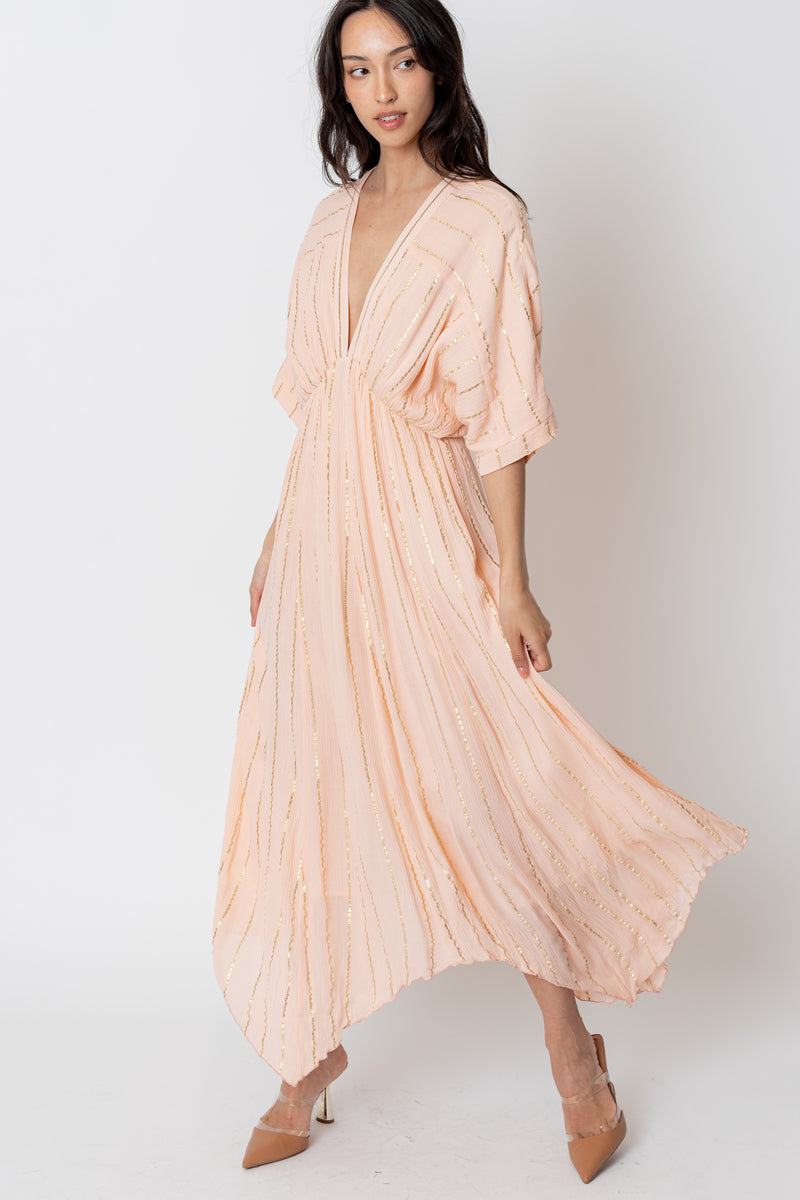 Sabrina Lurex Kimono Maxi Dress