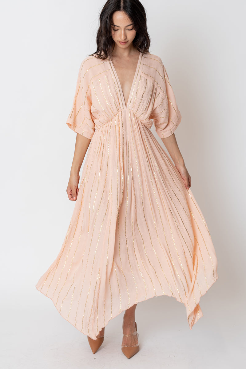 Sabrina Lurex Kimono Maxi Dress