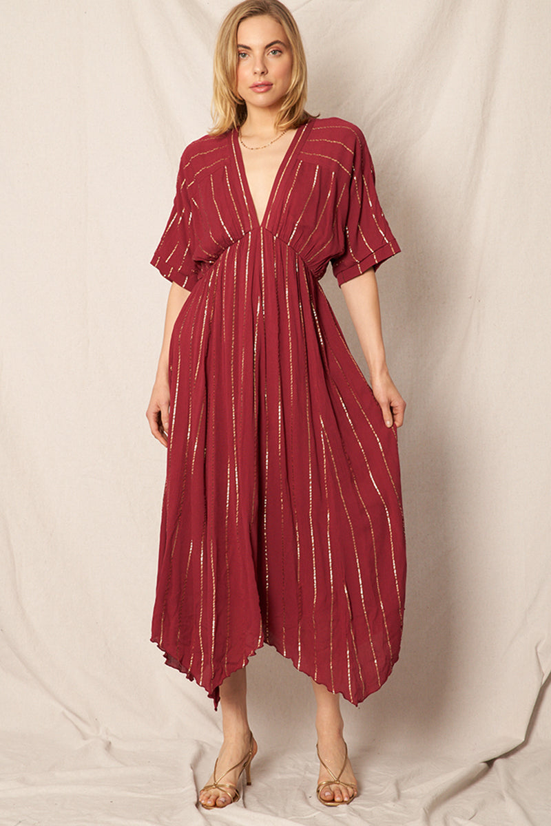 Sabrina Lurex Kimono Maxi Dress