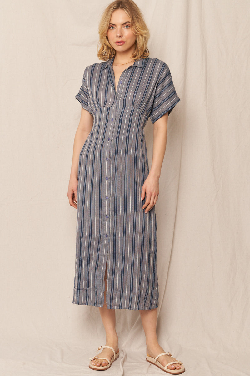 Talissa Striped Button Dress