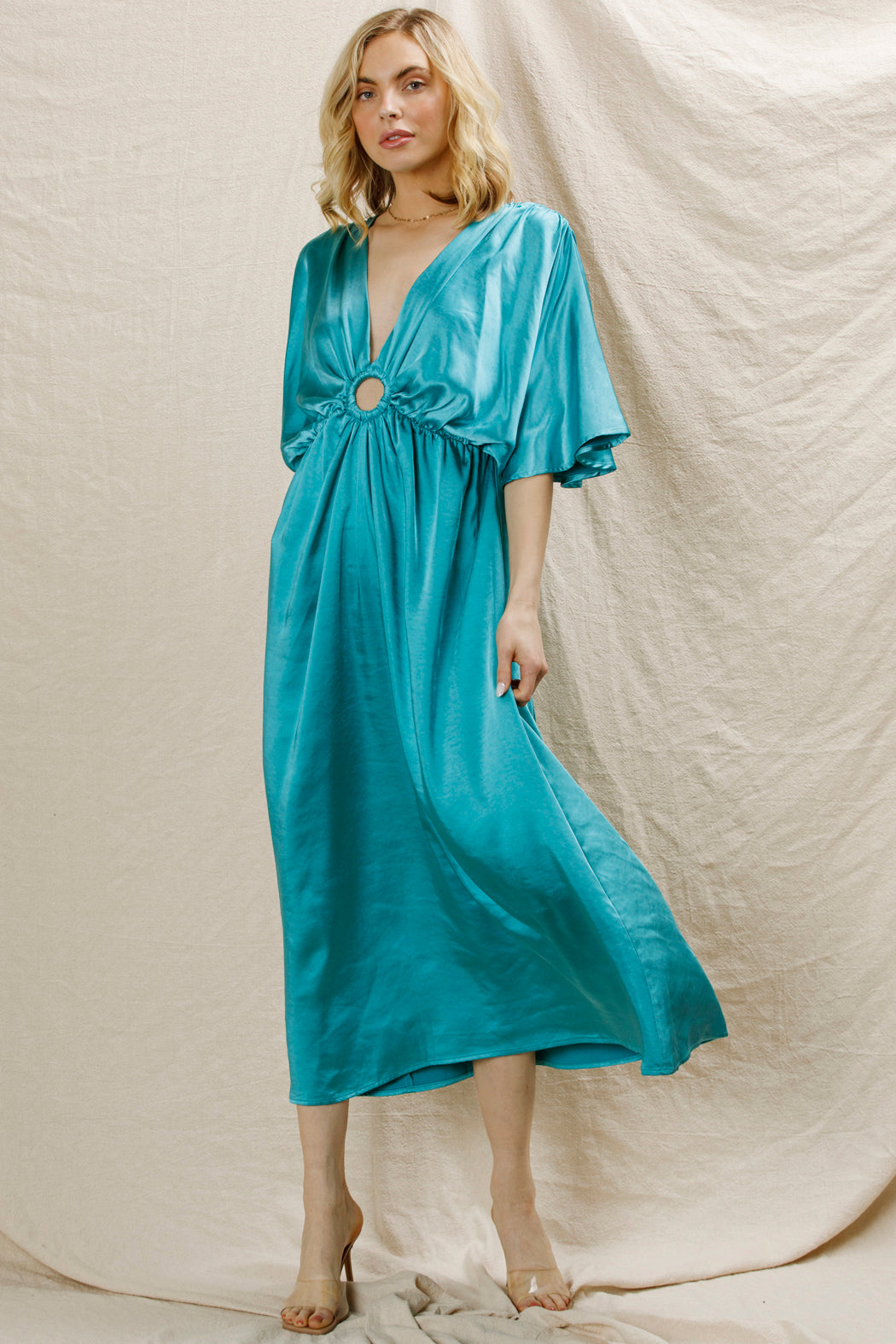 satin caftan dress Off White Satin Kaftan Dress With Fringes Boho Resort Wear Flowy Vacation Cover Up