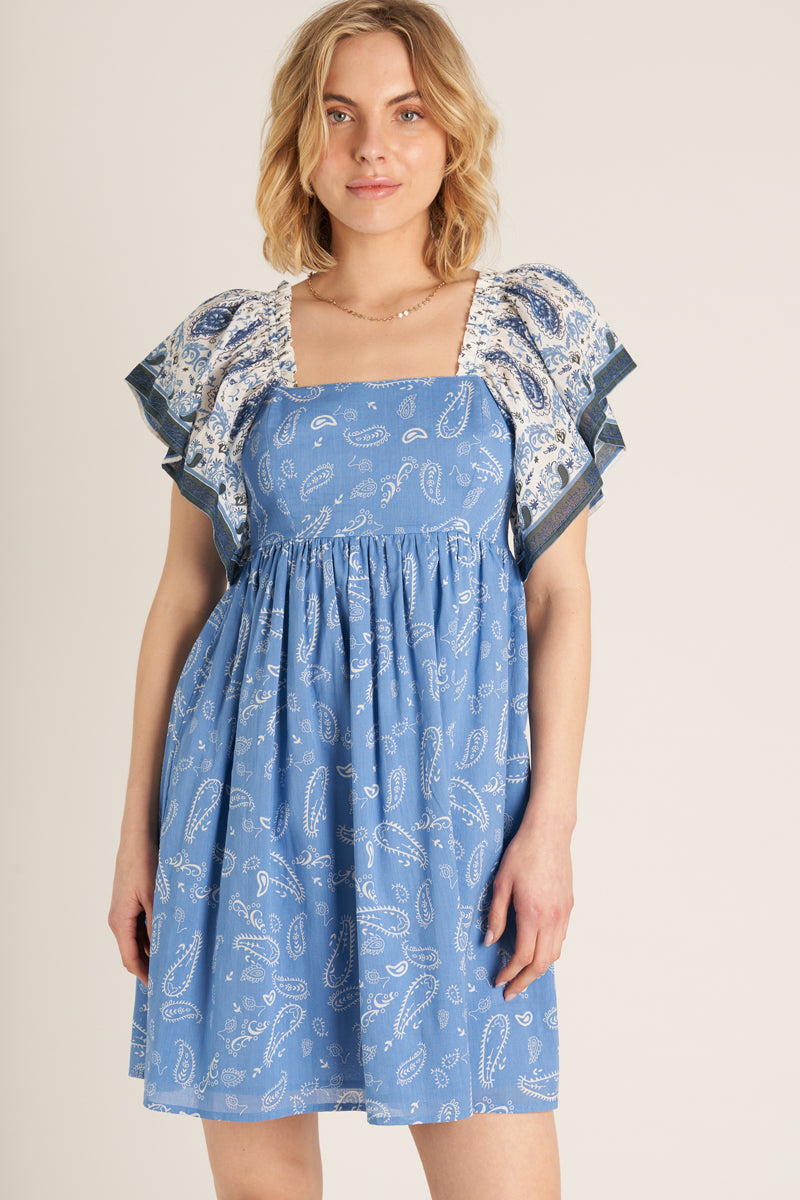 Wavy Baby Flutter Sleeve Dress