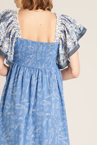 Wavy Baby Flutter Sleeve Dress