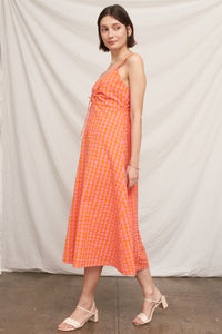 Tangerine Plaid Midi Dress