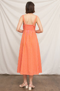 Tangerine Plaid Midi Dress