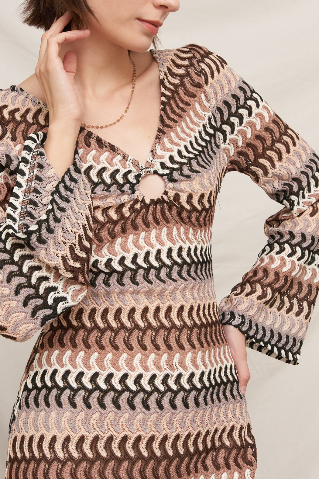 Mocha Wave Mini Dress