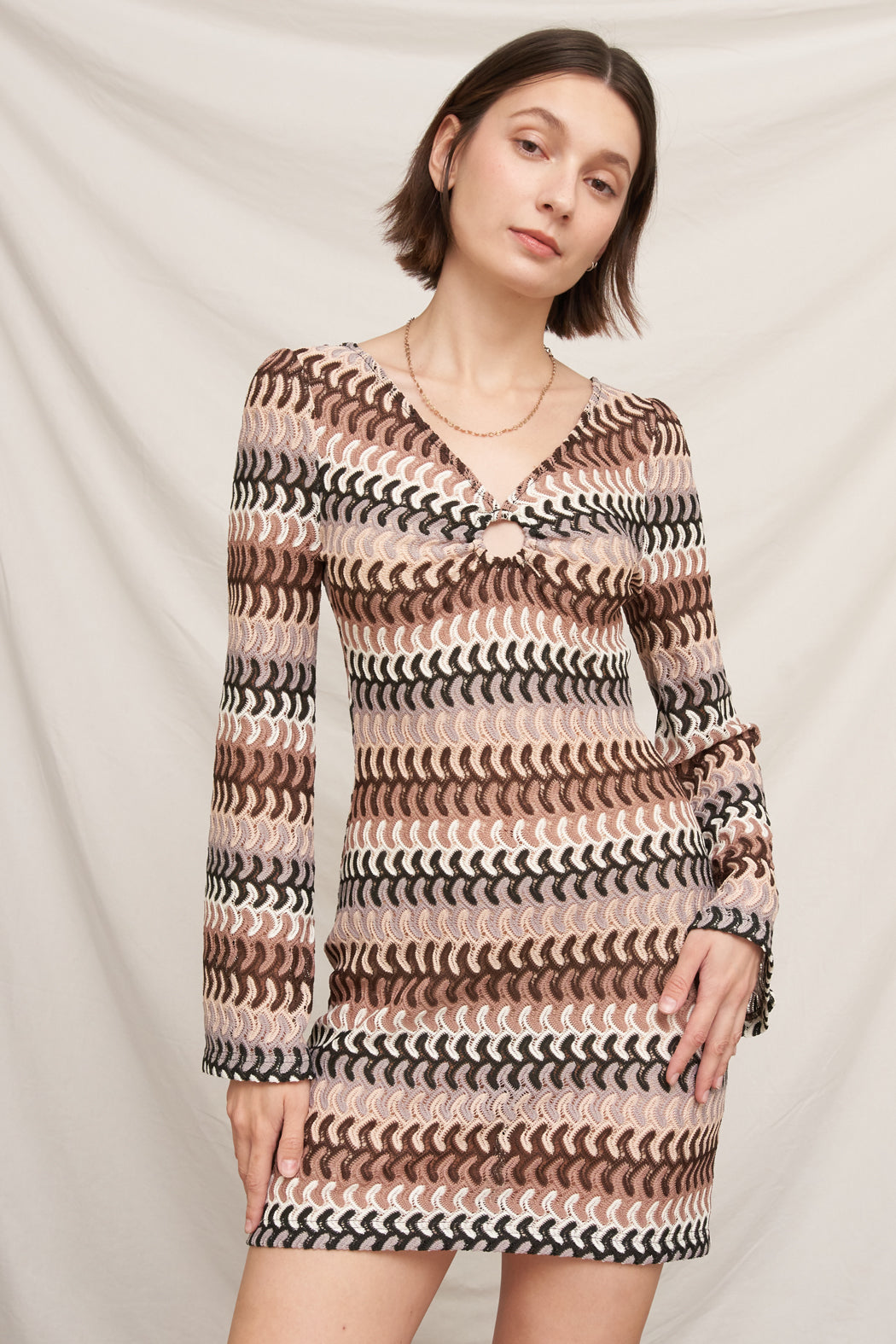 Mocha Wave Mini Dress