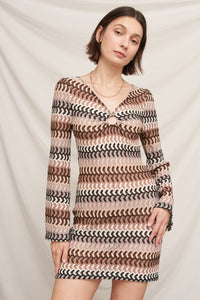 Mocha Wave Mini Dress