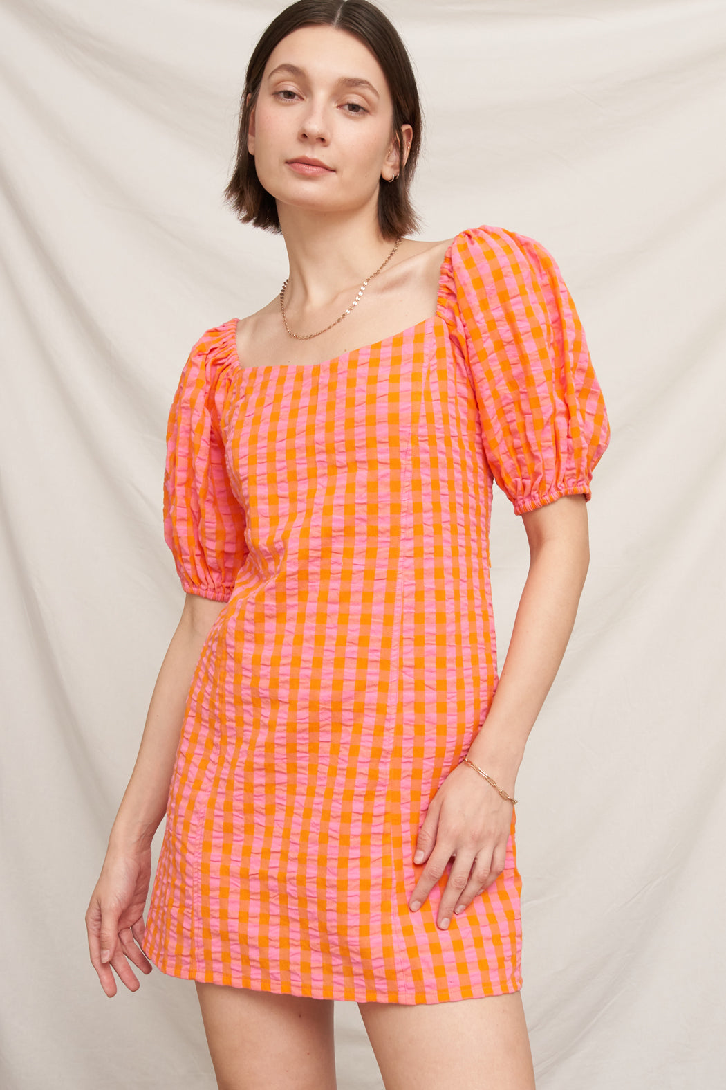 Tangerine Lace-Up Mini Dress