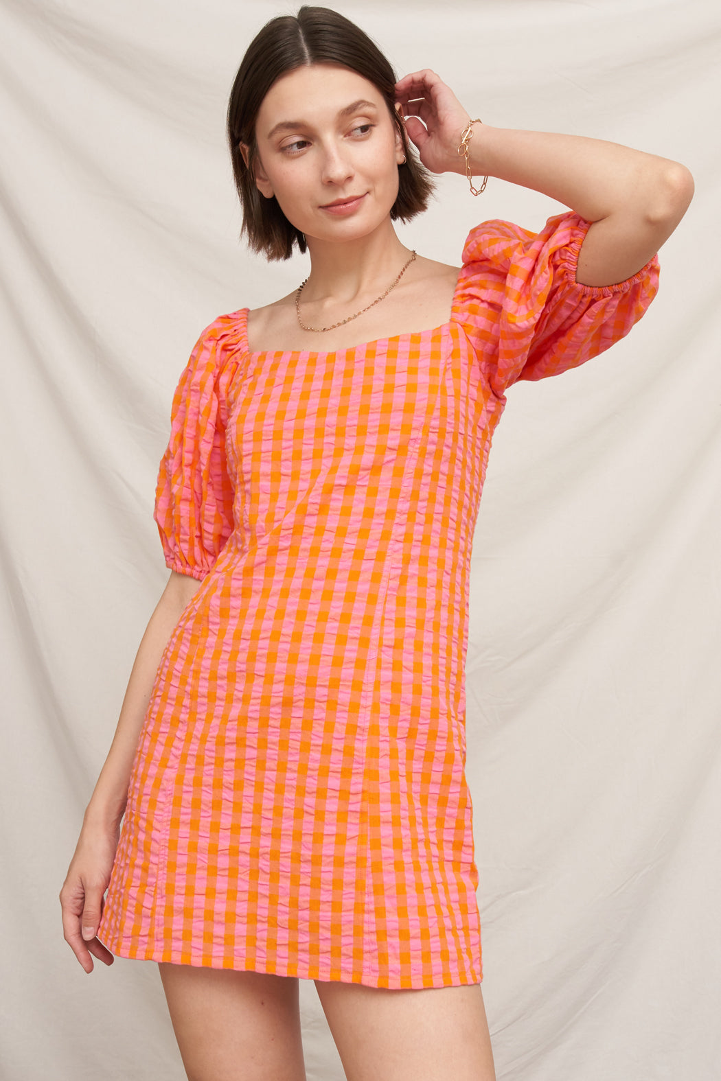Tangerine Lace-Up Mini Dress