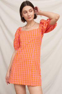 Tangerine Lace-Up Mini Dress