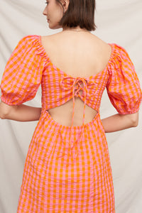 Tangerine Lace-Up Mini Dress