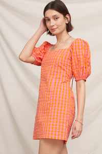Tangerine Lace-Up Mini Dress