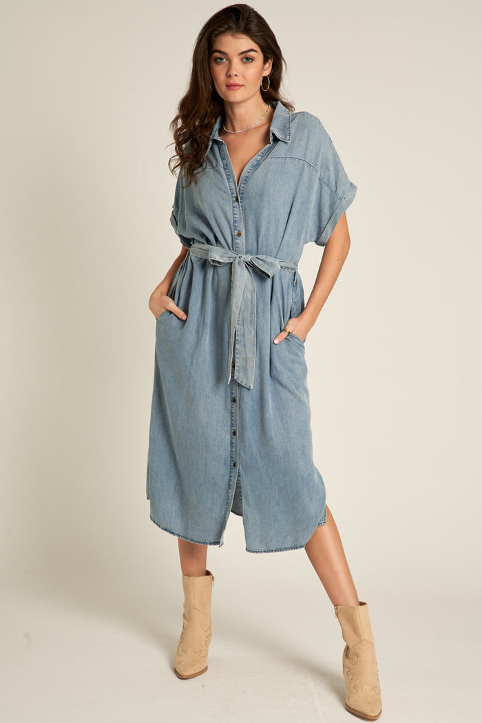 Lily Denim Dress with Belt