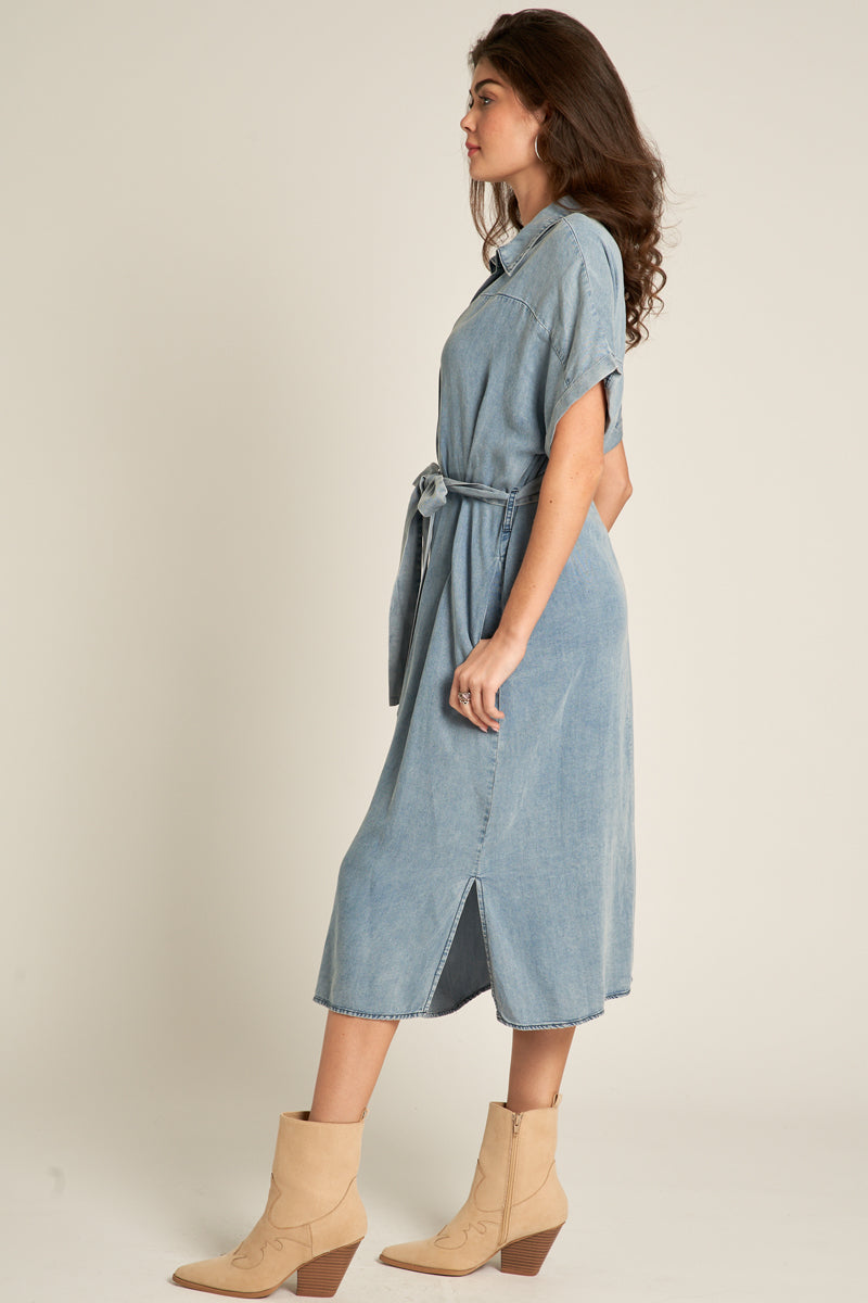 Lily Denim Dress with Belt