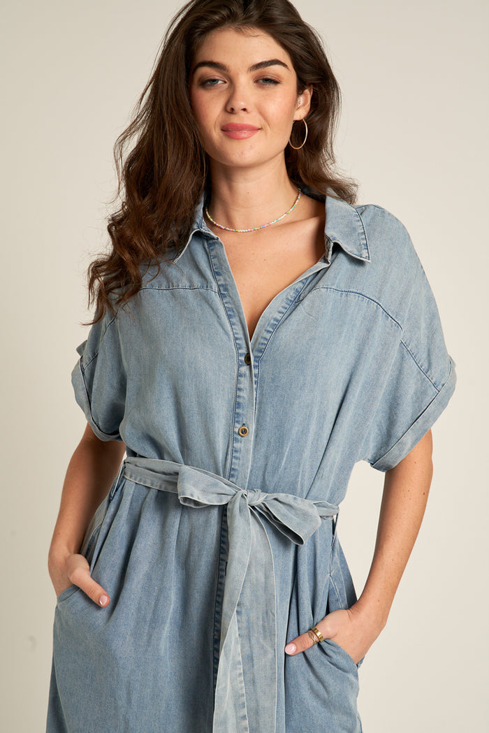 Lily Denim Dress with Belt