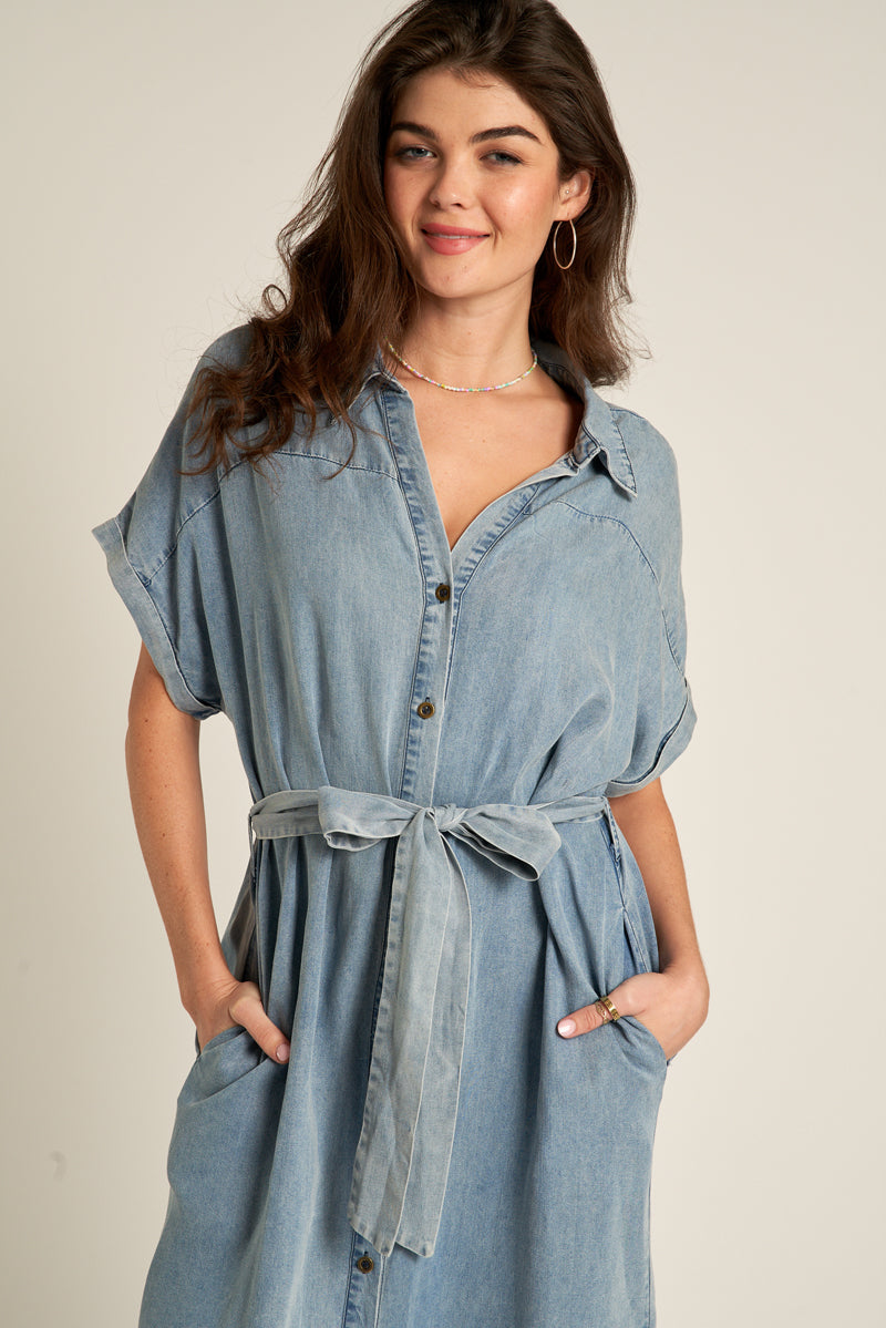 Lily Denim Dress with Belt