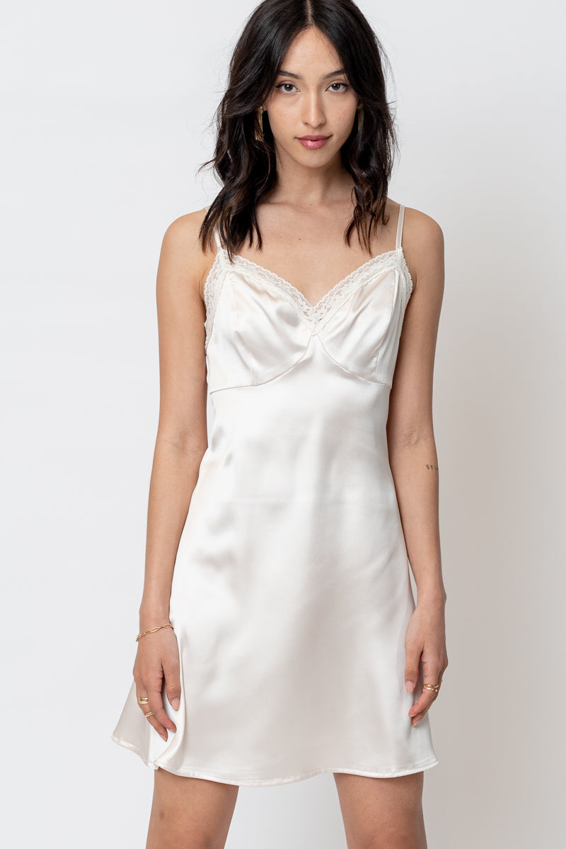 Pearlescent Satin Slip Dress