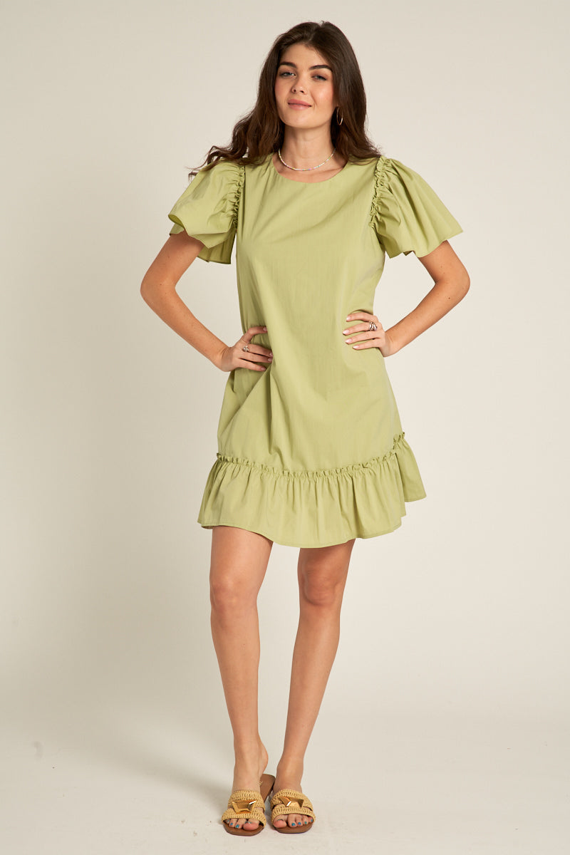 Jean Ruffle Sleeve Dress