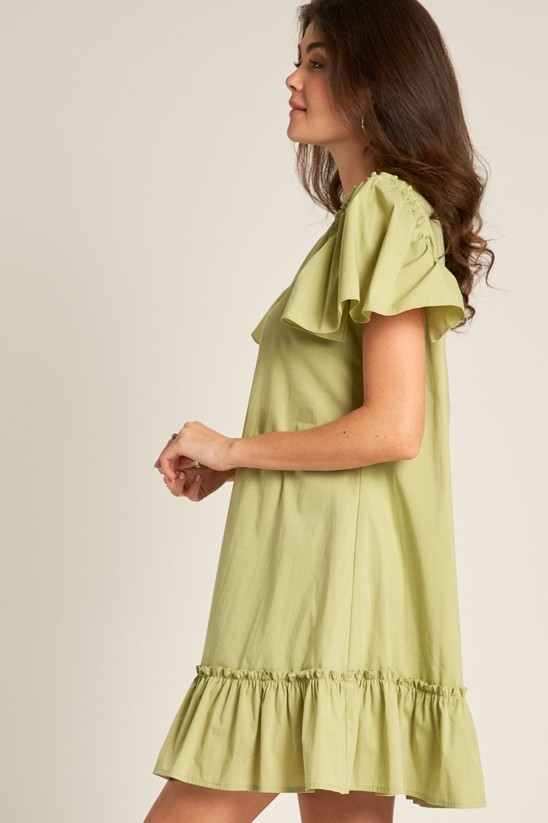 Jean Ruffle Sleeve Dress