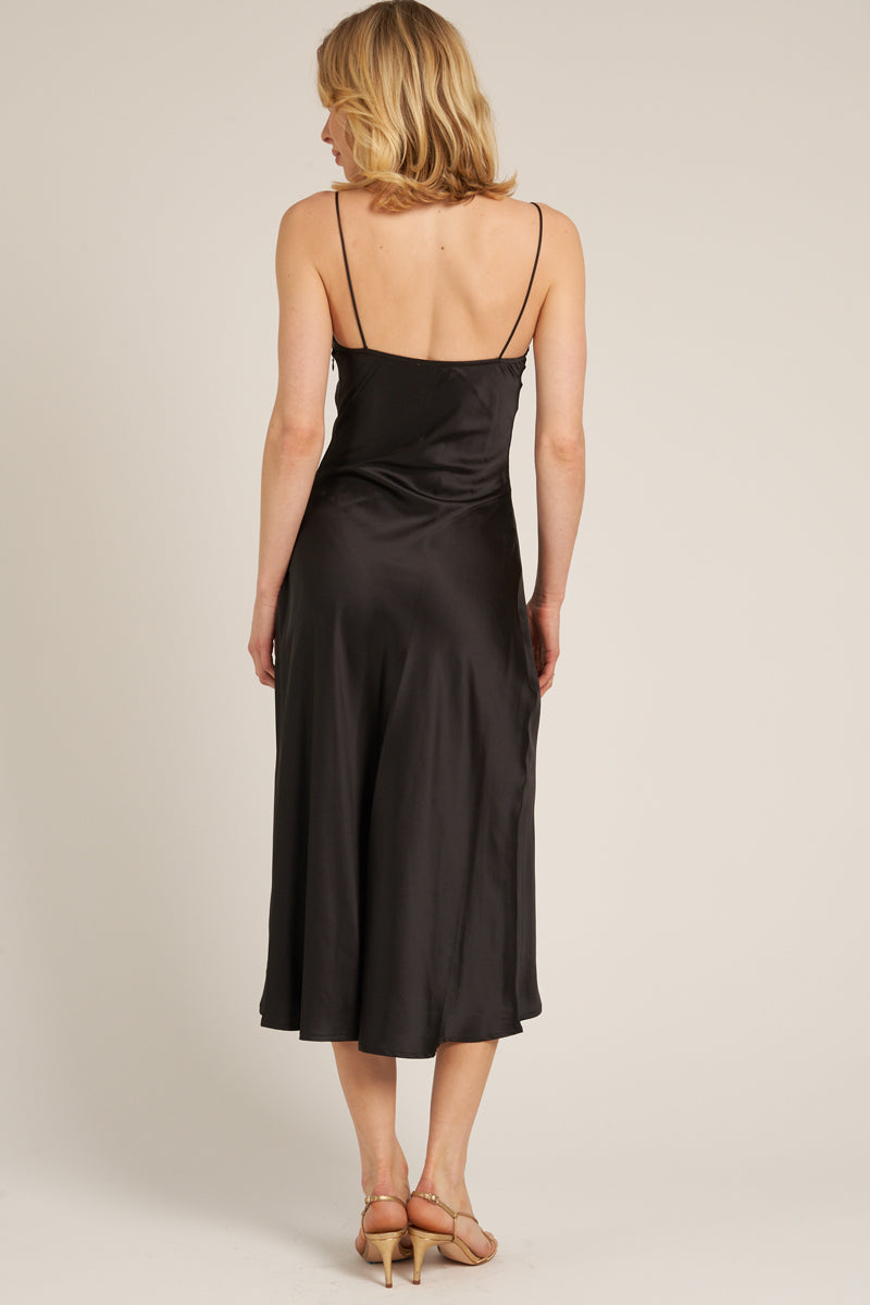 Angelina Cowl Neck Satin Dress