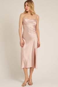 Angelina Cowl Neck Satin Dress