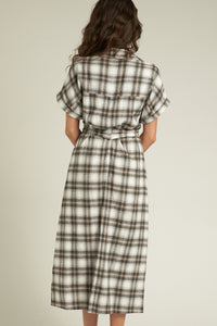 Melissa Grey Plaid Shirt Dress