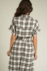 Melissa Grey Plaid Shirt Dress