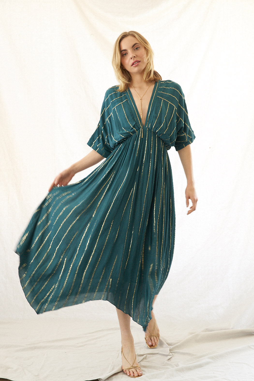 Sabrina Lurex Kimono Maxi Dress