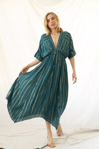 Sabrina Lurex Kimono Maxi Dress