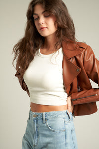 Buffy Faux Leather Moto Jacket