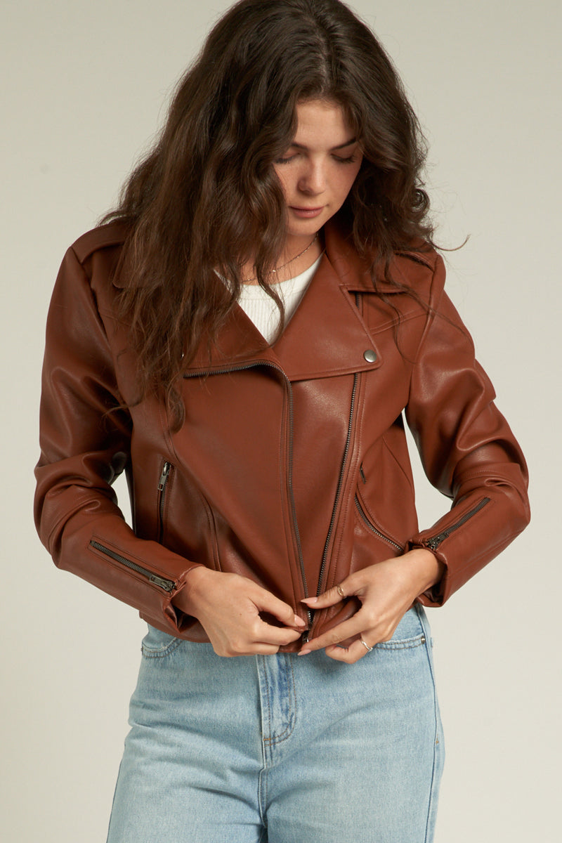 Buffy Faux Leather Moto Jacket