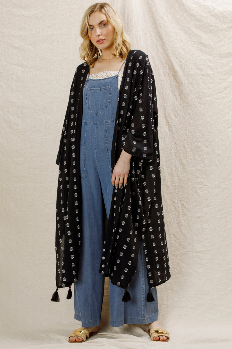 Vivian Embroidered Tassel Kimono