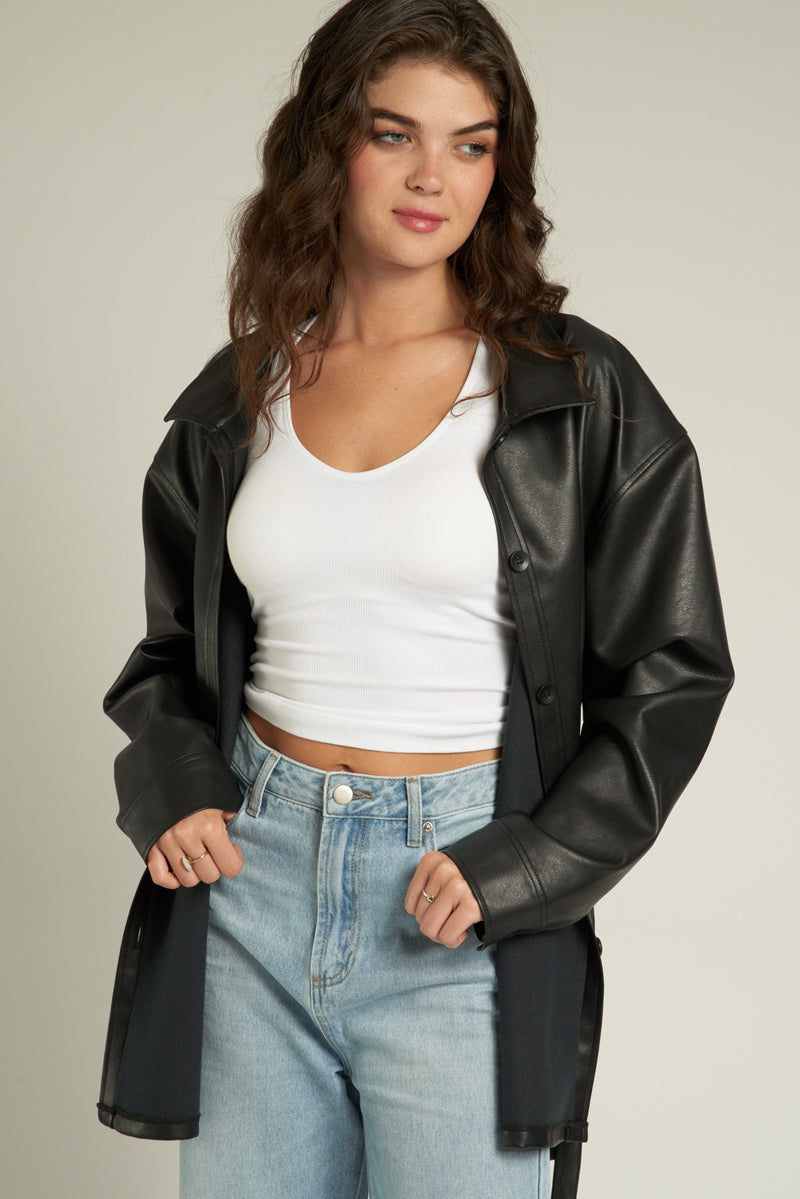 Lisa Faux Leather Jacket