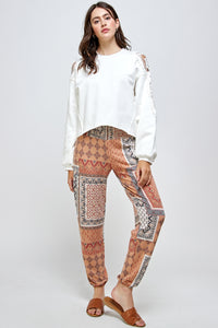 Lea Printed Patchwork Pants