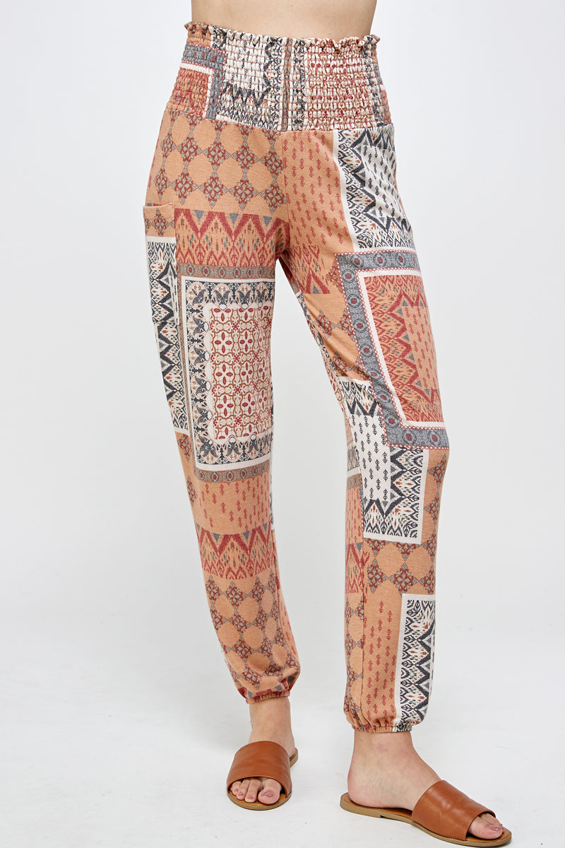 Lea Printed Patchwork Pants