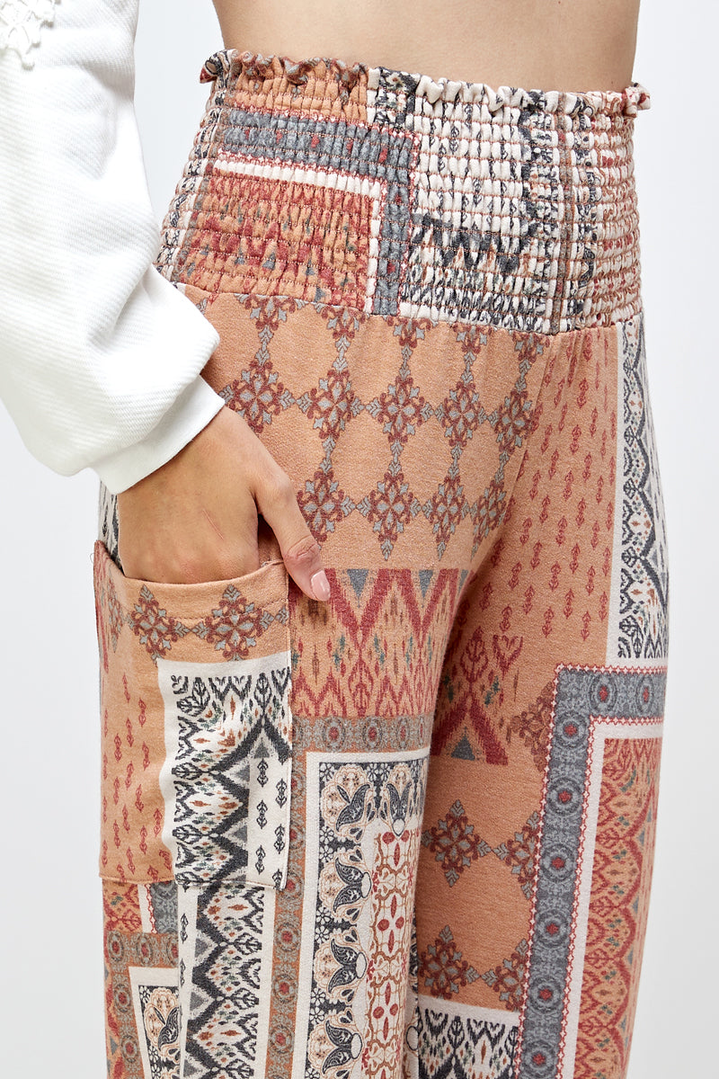 Lea Printed Patchwork Pants